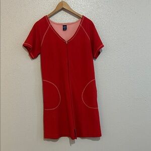 High Sierra Red Short Sleeve Zip-Up Dress Size Medium